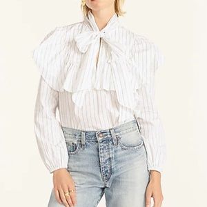 Thomas Mason® for J.Crew cotton tie-neck shirt in stripe